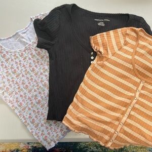 AE ribbed crop tees